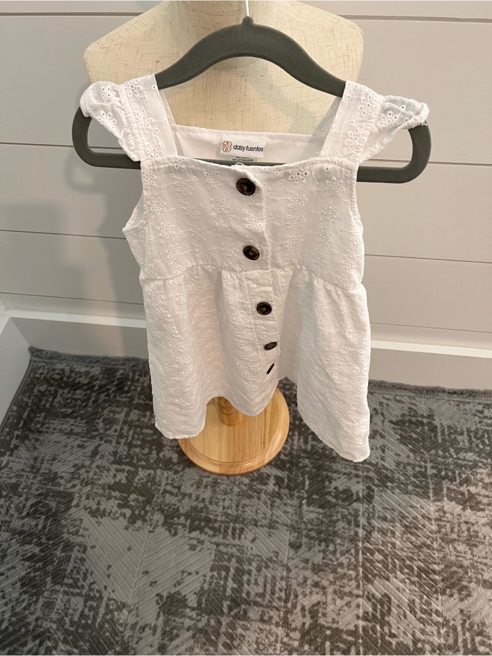 Daisy Fuentes White Eyelet Button-Front Girls dress